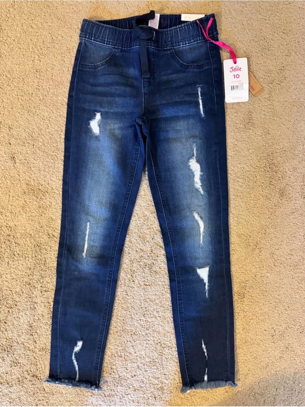 Girls' Dark Wash Distressed Skinny Jeans - Blue